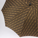FENDI Zucca Canvas Umbrella Nylon Black Brown Auth YKZ610A-5