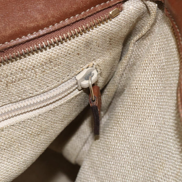 GUCCI GG Canvas Guccissima Bag Canvas Leather Beige Silver 161822 Auth YKZ624