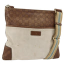GUCCI GG Canvas Guccissima Bag Canvas Leather Beige Silver 161822 Auth YKZ624-1