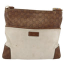 GUCCI GG Canvas Guccissima Bag Canvas Leather Beige Silver 161822 Auth YKZ624-13