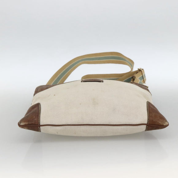 GUCCI GG Canvas Guccissima Bag Canvas Leather Beige Silver 161822 Auth YKZ624