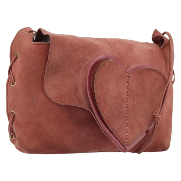GUCCI Shoulder Bag Suede Pink Gold 95107 Auth YKZ626