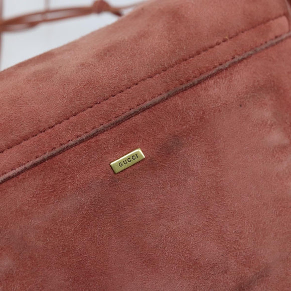 GUCCI Shoulder Bag Suede Pink Gold 95107 Auth YKZ626