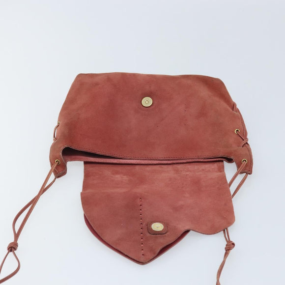 GUCCI Shoulder Bag Suede Pink Gold 95107 Auth YKZ626