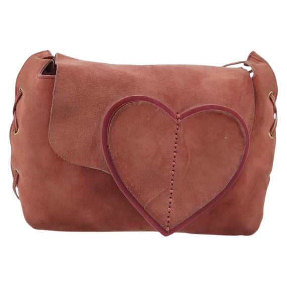 GUCCI Shoulder Bag Suede Pink Gold 95107 Auth YKZ626