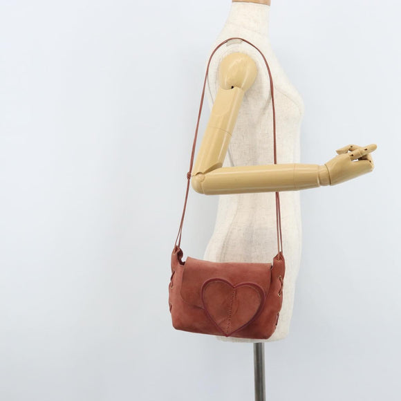 GUCCI Shoulder Bag Suede Pink Gold 95107 Auth YKZ626
