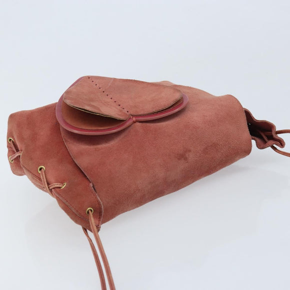 GUCCI Shoulder Bag Suede Pink Gold 95107 Auth YKZ626