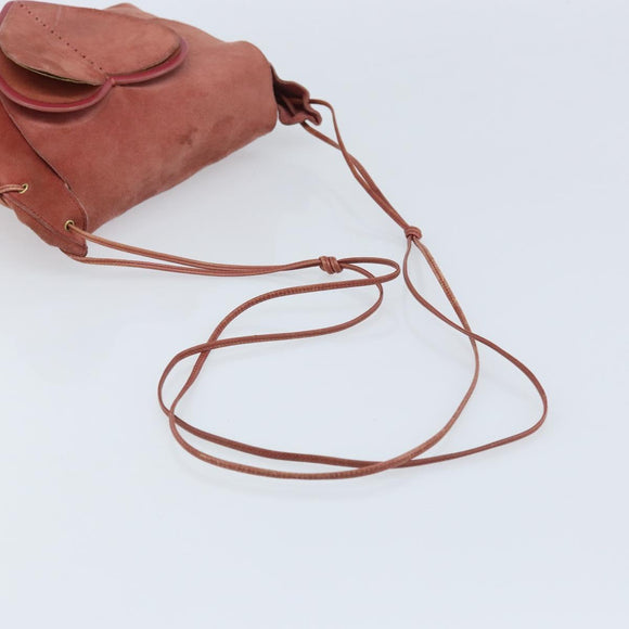 GUCCI Shoulder Bag Suede Pink Gold 95107 Auth YKZ626