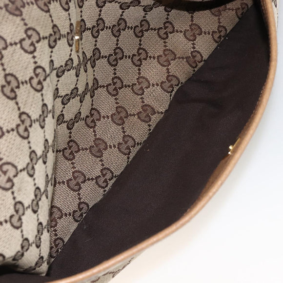 GUCCI GG Canvas Hand Bag Beige Gold 121023 Auth YKZ627