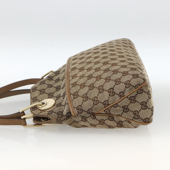 GUCCI GG Canvas Hand Bag Beige Gold 121023 Auth YKZ627