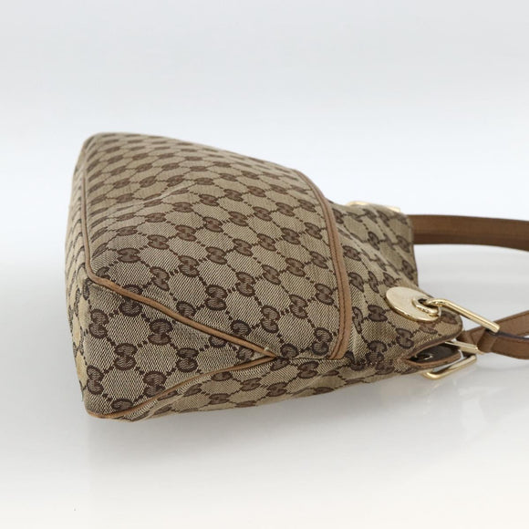 GUCCI GG Canvas Hand Bag Beige Gold 121023 Auth YKZ627