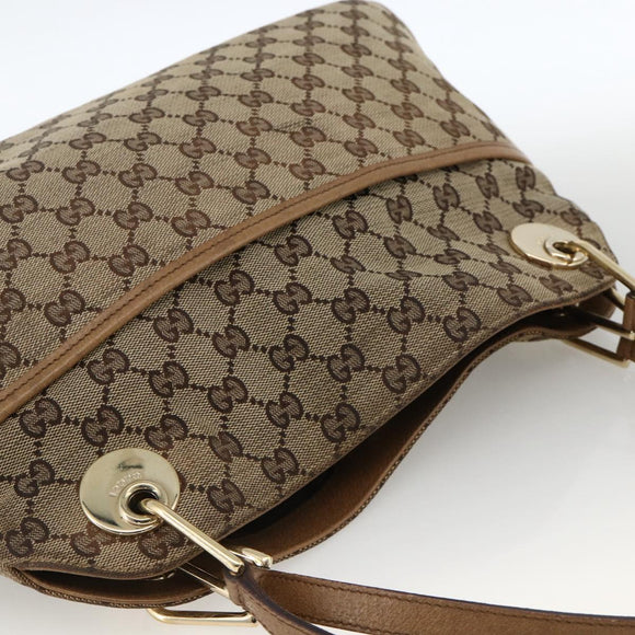 GUCCI GG Canvas Hand Bag Beige Gold 121023 Auth YKZ627