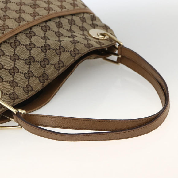 GUCCI GG Canvas Hand Bag Beige Gold 121023 Auth YKZ627