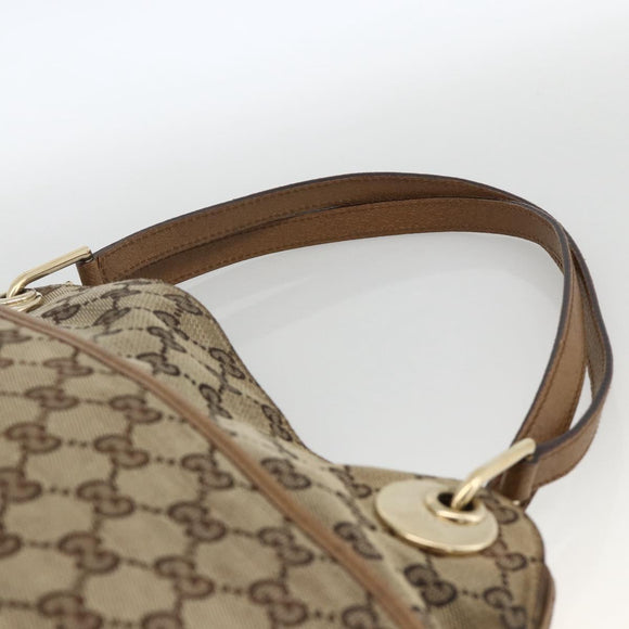 GUCCI GG Canvas Hand Bag Beige Gold 121023 Auth YKZ627