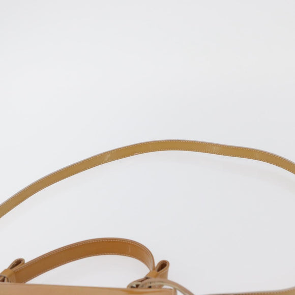 Salvatore Ferragamo Hand Bag Patent leather 2way Beige Silver Auth YKZ631