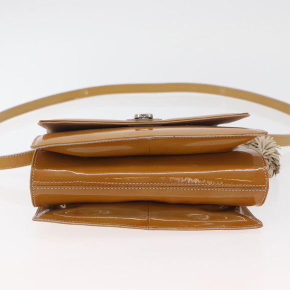 Salvatore Ferragamo Hand Bag Patent leather 2way Beige Silver Auth YKZ631