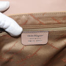 Salvatore Ferragamo Hand Bag Patent leather 2way Beige Silver Auth YKZ631-12