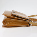 Salvatore Ferragamo Hand Bag Patent leather 2way Beige Silver Auth YKZ631-3