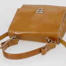 Salvatore Ferragamo Hand Bag Patent leather 2way Beige Silver Auth YKZ631-6