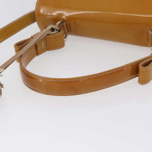 Salvatore Ferragamo Hand Bag Patent leather 2way Beige Silver Auth YKZ631