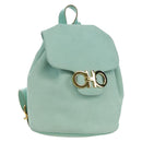 Salvatore Ferragamo Gancini Backpack Suede Light Blue Gold Auth YKZ703A-1