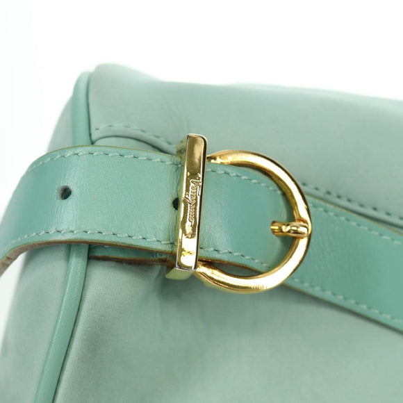 Salvatore Ferragamo Gancini Backpack Suede Light Blue Gold Auth YKZ703A