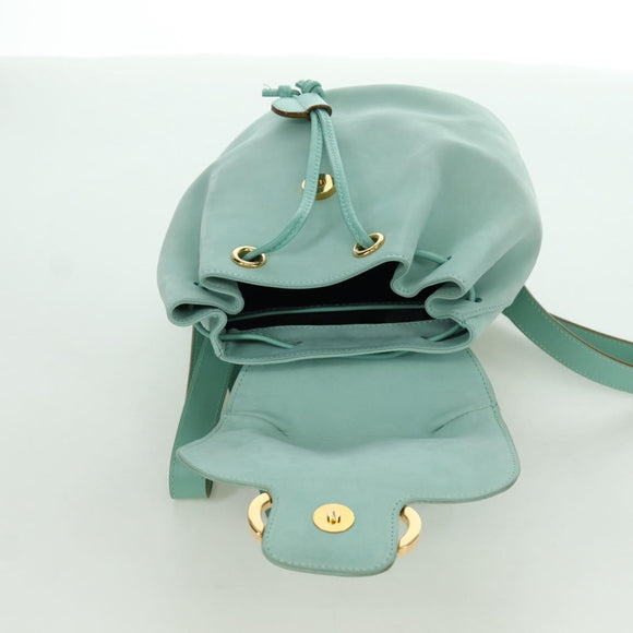Salvatore Ferragamo Gancini Backpack Suede Light Blue Gold Auth YKZ703A