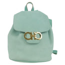 Salvatore Ferragamo Gancini Backpack Suede Light Blue Gold Auth YKZ703A-13
