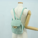 Salvatore Ferragamo Gancini Backpack Suede Light Blue Gold Auth YKZ703A-25