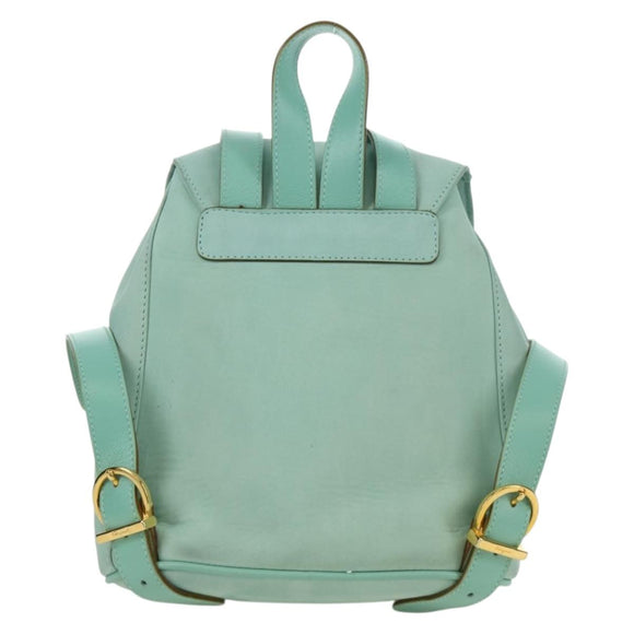 Salvatore Ferragamo Gancini Backpack Suede Light Blue Gold Auth YKZ703A