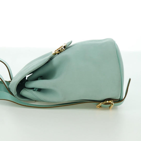Salvatore Ferragamo Gancini Backpack Suede Light Blue Gold Auth YKZ703A