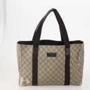 GUCCI GG Supreme Hand Bag Leather PVC 2 Set Brown Beige Auth YKZ714-2