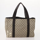 GUCCI GG Supreme Hand Bag Leather PVC 2 Set Brown Beige Auth YKZ714-3