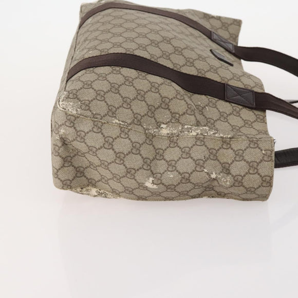 GUCCI GG Supreme Hand Bag Leather PVC 2 Set Brown Beige Auth YKZ714