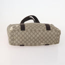 GUCCI GG Supreme Hand Bag Leather PVC 2 Set Brown Beige Auth YKZ714-7