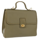 GUCCI Hand Bag Leather Green Gold Auth YKZ715-1