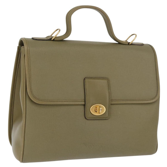 GUCCI Hand Bag Leather Green Gold Auth YKZ715