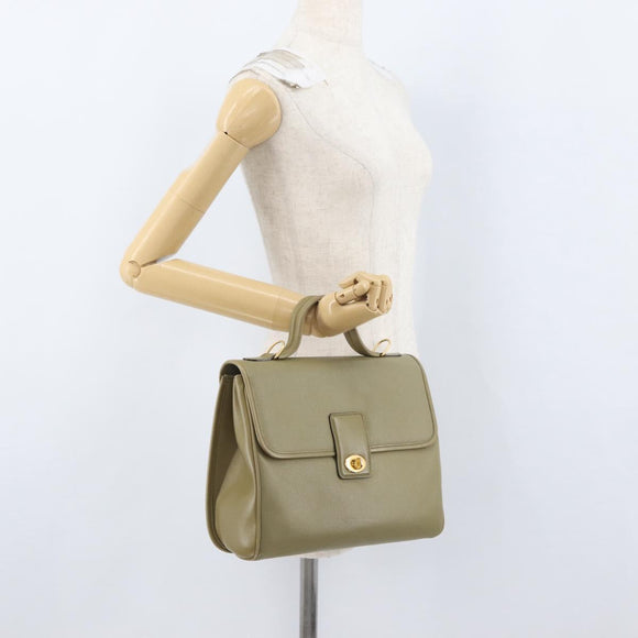 GUCCI Hand Bag Leather Green Gold Auth YKZ715