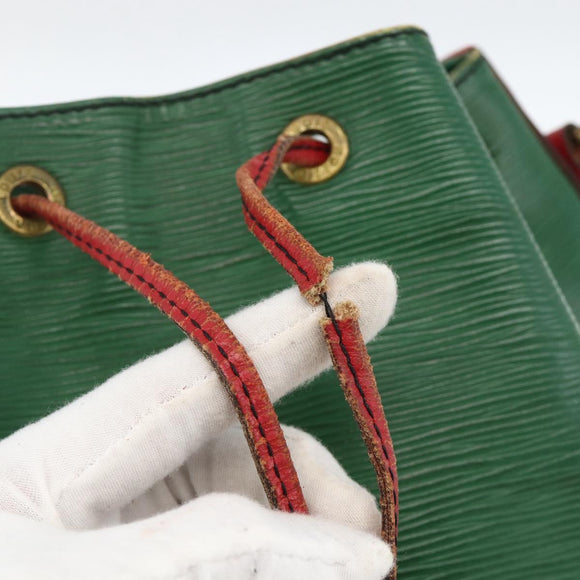 LOUIS VUITTON Epi Petit Noe Shoulder Bag Bicolor Green Red M44147 LV Auth YKZ716