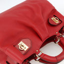 Salvatore Ferragamo Gancini Hand Bag Leather 2way Red Gold Auth YKZ719A-6