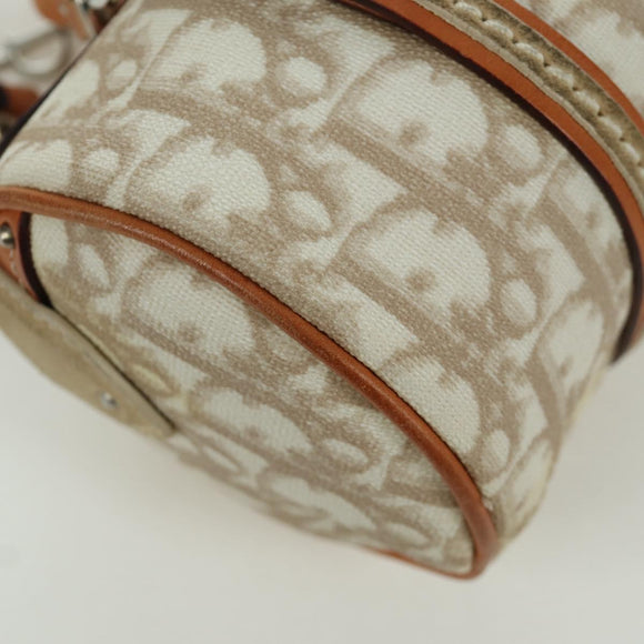 Christian Dior Trotter Canvas Romantic Hand Bag PVC Beige Silver Auth YKZ720SAM