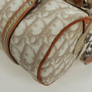 Christian Dior Trotter Canvas Romantic Hand Bag PVC Beige Silver Auth YKZ720SAM-13
