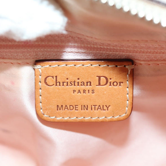 Christian Dior Trotter Canvas Romantic Hand Bag PVC Beige Silver Auth YKZ720SAM