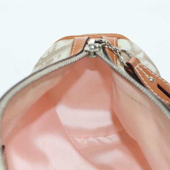 Christian Dior Trotter Canvas Romantic Hand Bag PVC Beige Silver Auth YKZ720SAM
