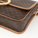 CELINE Macadam Canvas Circle Shoulder Bag PVC Leather Brown Gold Auth YKZ723A-10
