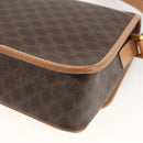 CELINE Macadam Canvas Circle Shoulder Bag PVC Leather Brown Gold Auth YKZ723A-12