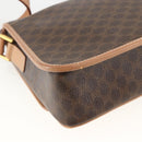 CELINE Macadam Canvas Circle Shoulder Bag PVC Leather Brown Gold Auth YKZ723A-13
