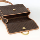 CELINE Macadam Canvas Circle Shoulder Bag PVC Leather Brown Gold Auth YKZ723A-15