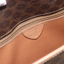 CELINE Macadam Canvas Circle Shoulder Bag PVC Leather Brown Gold Auth YKZ723A-16