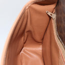 CELINE Macadam Canvas Circle Shoulder Bag PVC Leather Brown Gold Auth YKZ723A-19